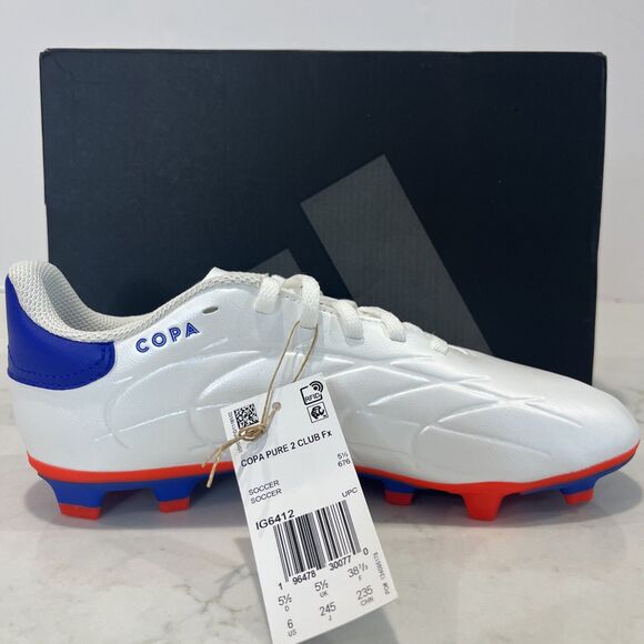 Adidas NEW Copa Pure 2 Club FG J Soccer Cleats White  Blue Solar Red Sz 6 Junior - Picture 6 of 12